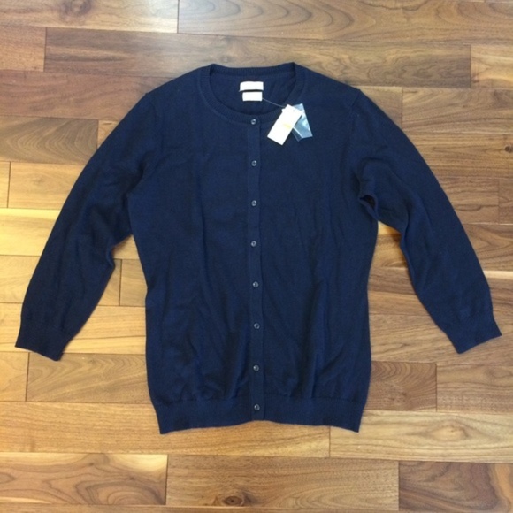 Van Heusen Sweaters - Van Heusen Navy 3/4 Sleeve Cotton Cardigan